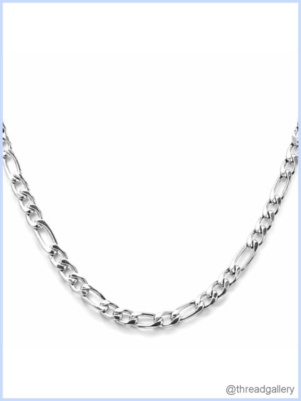 14K White Gold-Filled Figaro Chain Necklace 5mm Lobster Clasp 20"